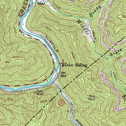 Topographic Map of Burke Siding, KY