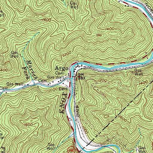 Topographic Map of Camp Creek, KY