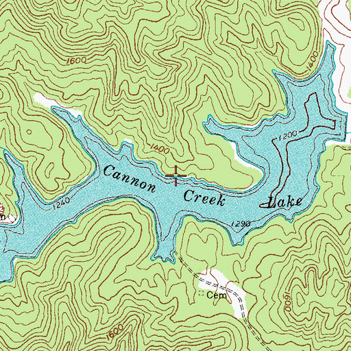 Topographic Map of Cannon Creek Lake, KY
