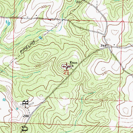 Topographic Map of Enon Church, AR
