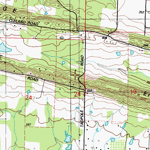 Topographic Map of Erving Ridge, AR