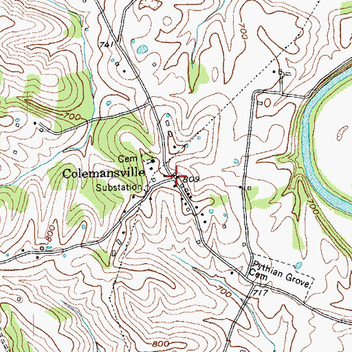 Topographic Map of Colemansville, KY