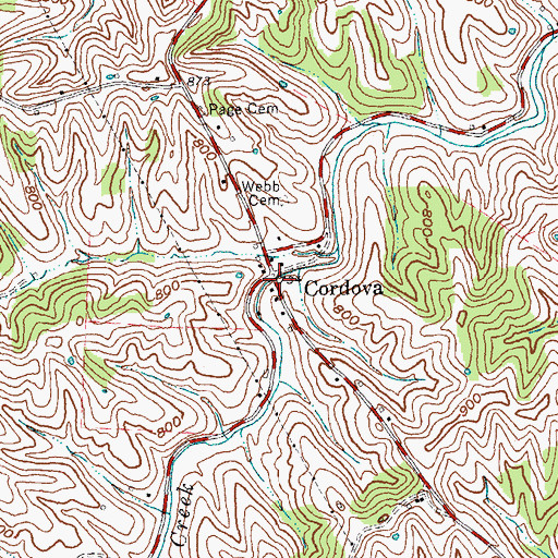 Topographic Map of Cordova, KY
