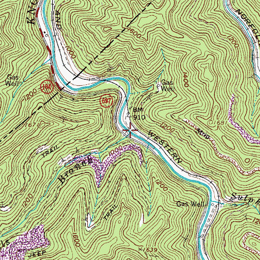 Topographic Map of Devils Branch, VA