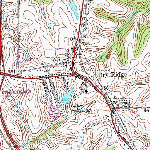 Topographic Map of Dry Ridge, KY