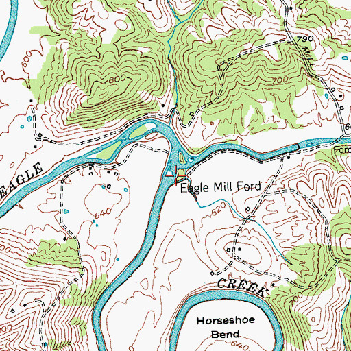 Topographic Map of Eagle Mill Ford, KY