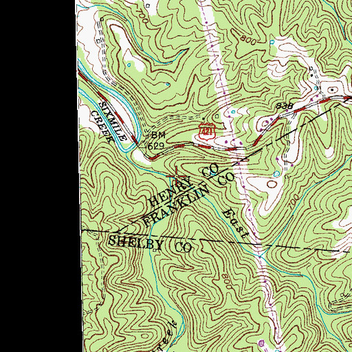 Topographic Map of East Fork Backbone Creek, KY