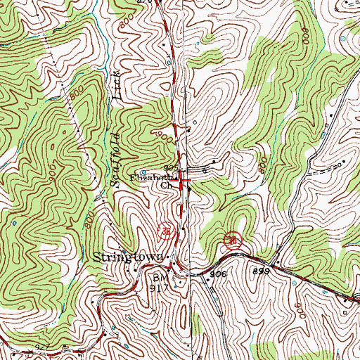 Topographic Map of Elizabeth Church, KY