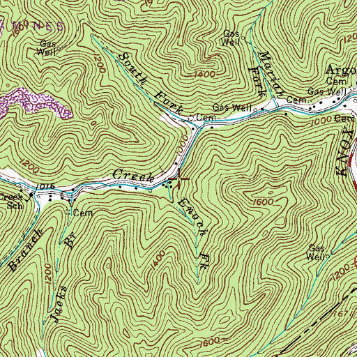 Topographic Map of Enoch Fork, KY
