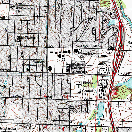 Topographic Map of Fort Smith Junior College, AR