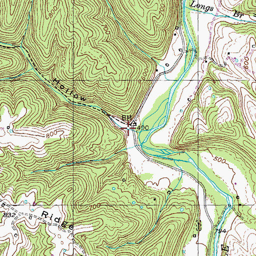 Topographic Map of Fool Hollow, KY