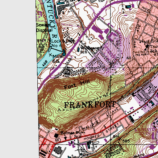 Topographic Map of Fort Hill, KY