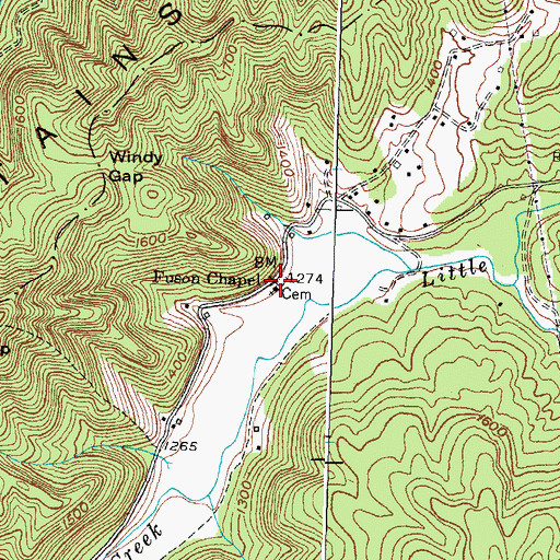 Topographic Map of Fuson Chapel, KY