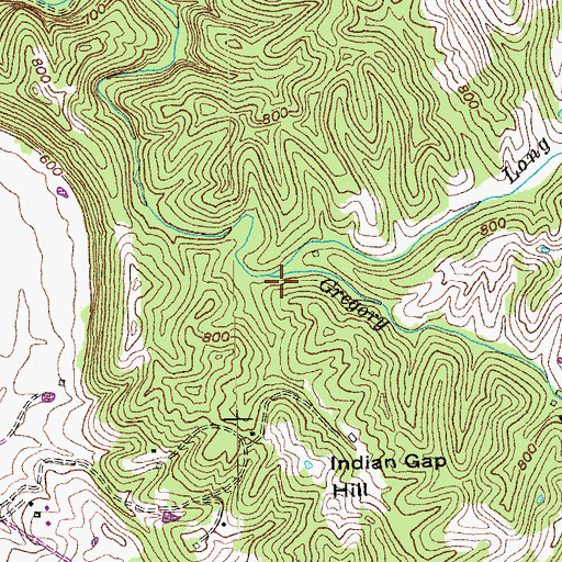 Topographic Map of Gregory Branch, KY
