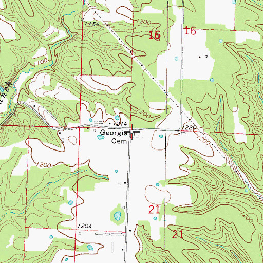 Topographic Map of Georgia Cemetery, AR