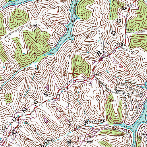 Topographic Map of Humes Ridge, KY