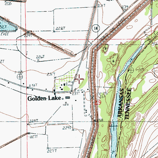 Topographic Map of Golden Lake Cemetery, AR