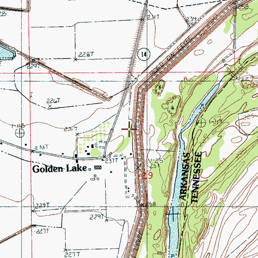 Topographic Map of Golden Lake Church, AR