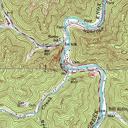 Topographic Map of Hurricane Creek, KY