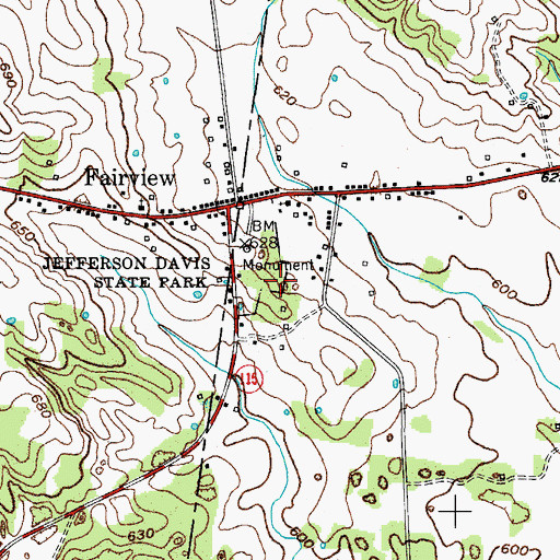 Topographic Map of Jefferson Davis State Park, KY