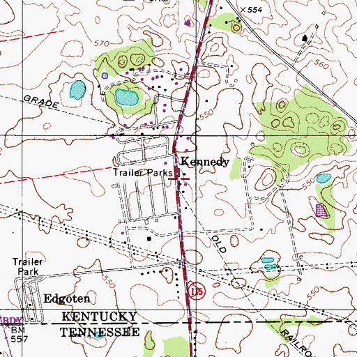 Topographic Map of Kennedy, KY