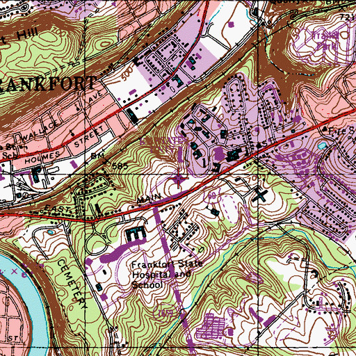 Topographic Map of Kentucky State University, KY