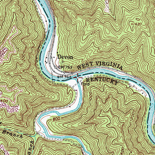 Topographic Map of Knox Creek, KY