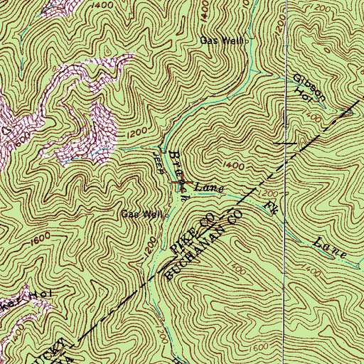 Topographic Map of Lane Fork, KY