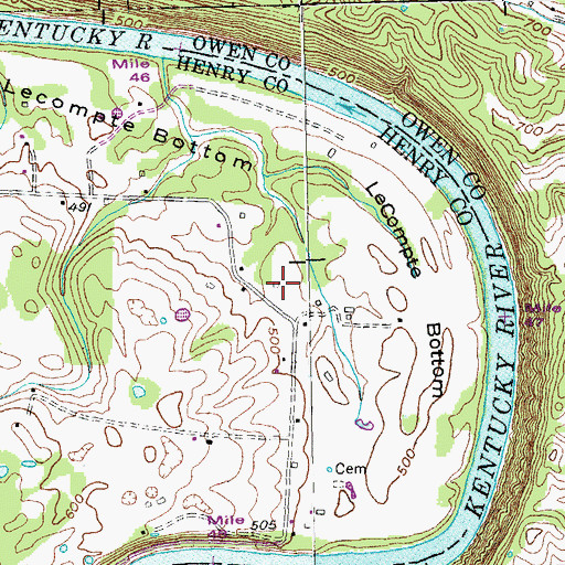 Topographic Map of Lecompte Bottom, KY
