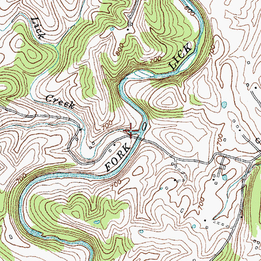 Topographic Map of Little Fork Lick Creek, KY