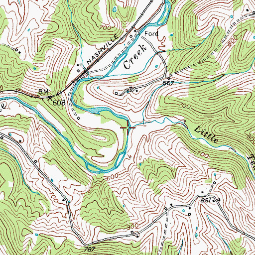 Topographic Map of Little Ten Mile Creek, KY