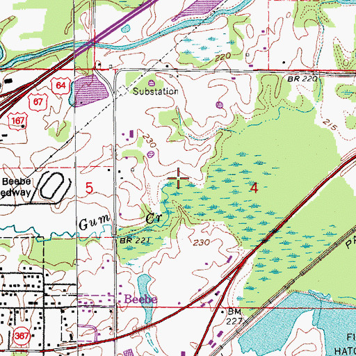 Topographic Map of Gum Creek, AR