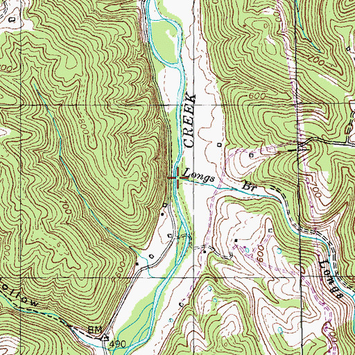 Topographic Map of Longs Branch, KY