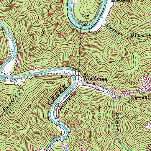 Topographic Map of Lower Elk Creek, KY