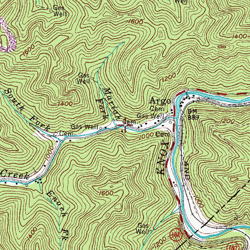 Topographic Map of Mariah Fork, KY