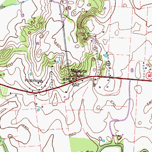Topographic Map of Massies Chapel, KY