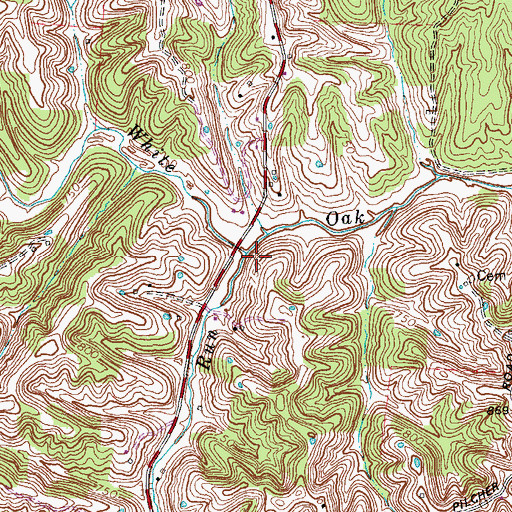 Topographic Map of Mink Run, KY