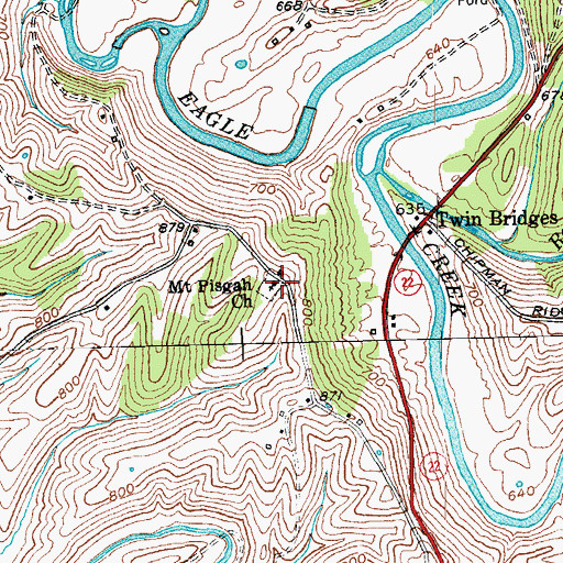 Topographic Map of Mount Pisgah Church, KY