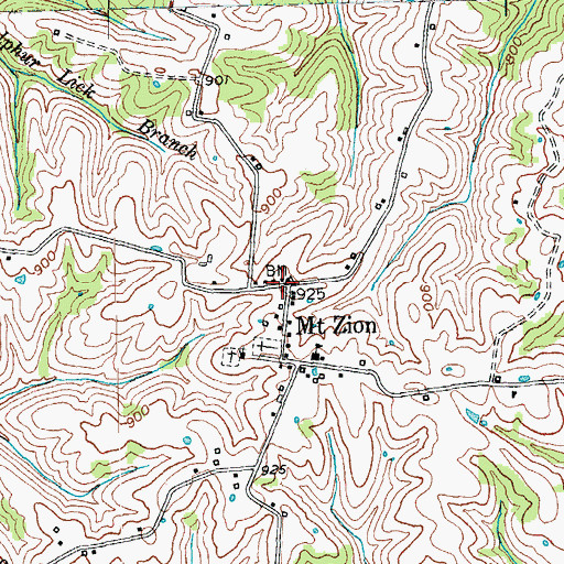 Topographic Map of Mount Zion, KY