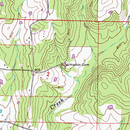 Topographic Map of Haskin Cemetery, AR