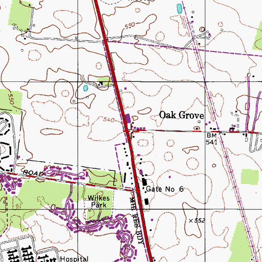 Topographic Map of Oak Grove, KY