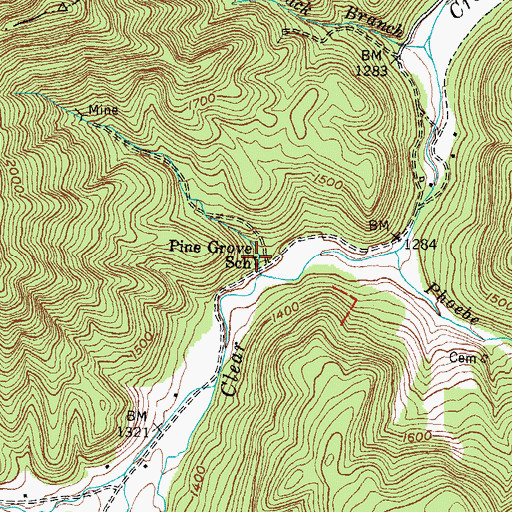 Topographic Map of Pine Grove School, KY