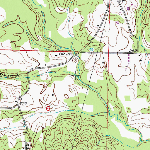 Topographic Map of Hicks Branch, AR