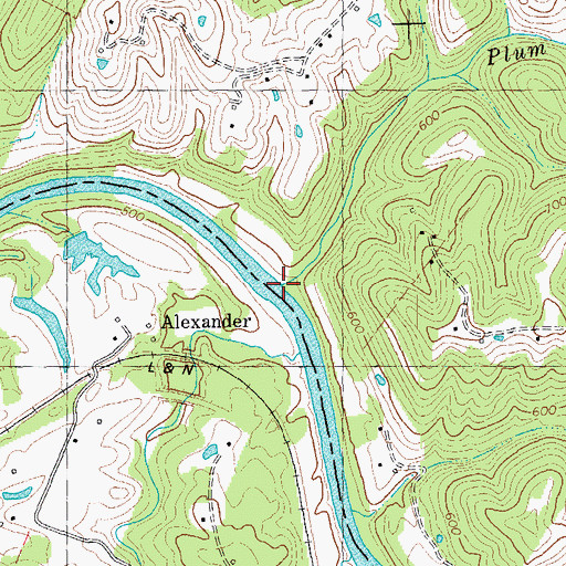 Topographic Map of Plum Creek, KY