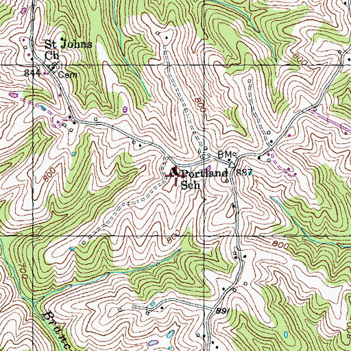 Topographic Map of Portland School, KY
