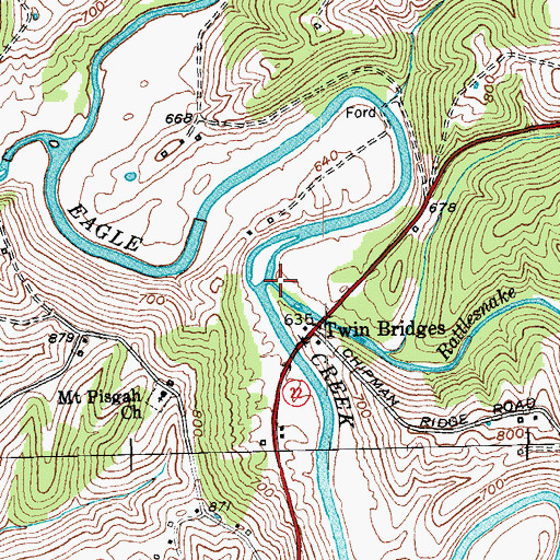 Topographic Map of Rattlesnake Creek, KY