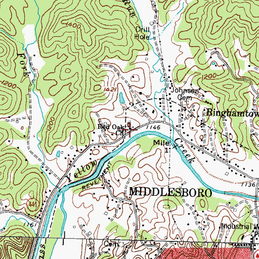 Topographic Map of Red Oak Baptist Church, KY