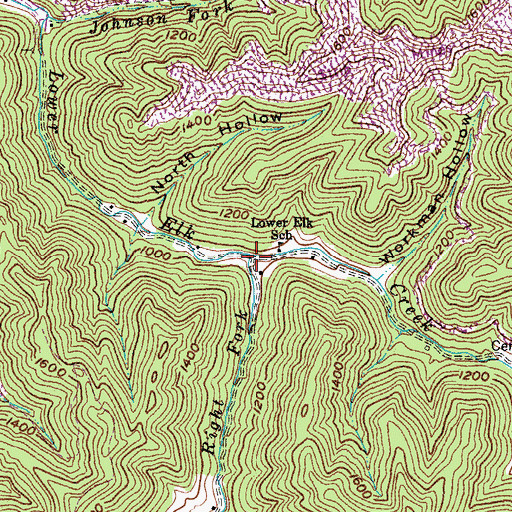 Topographic Map of Right Fork Lower Elk Creek, KY