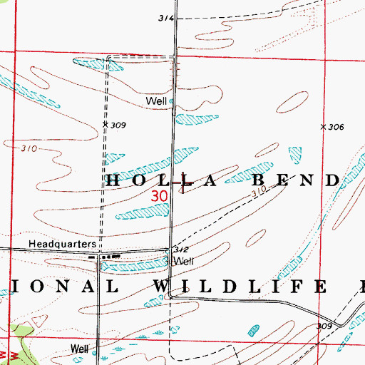 Topographic Map of Holla Bend National Wildlife Refuge, AR