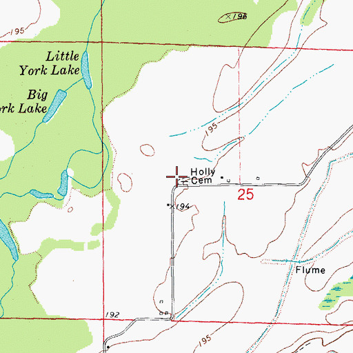 Topographic Map of Holly Cemetery, AR
